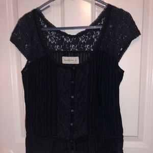 Blue top with flower lace